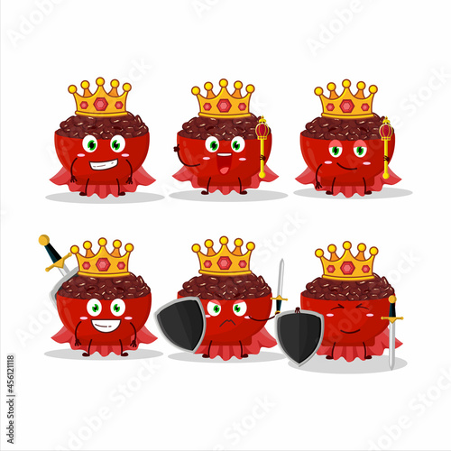 A Charismatic King adzuki beans cartoon character wearing a gold crown