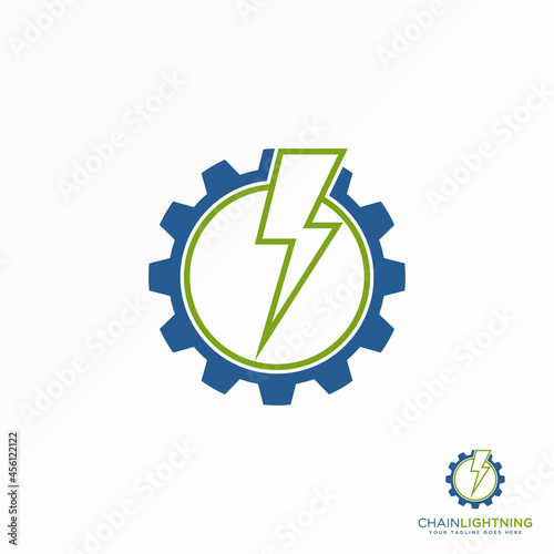 simple and line Electric or power inside gear image graphic icon logo design abstract concept vector stock. Can be used as a symbol related to engineering or electrical.