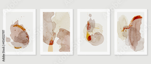 Watercolor abstract art background vector. Mid century modern art design for poster, wall arts, wallpaper and home deco. Vector illustration.