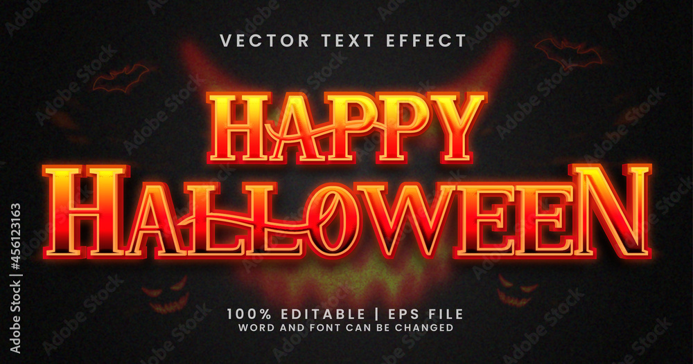 Happy halloween text, horror editable text effect template