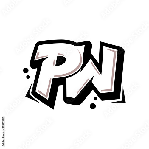 Simple Initial Logo Lettering Cartoon Grafity Black and White PW