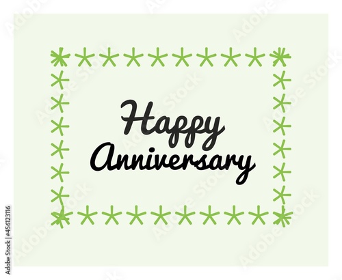 Happy anniversary card or text illustration. Celebration or marriage concept. Decorations on colorful background.