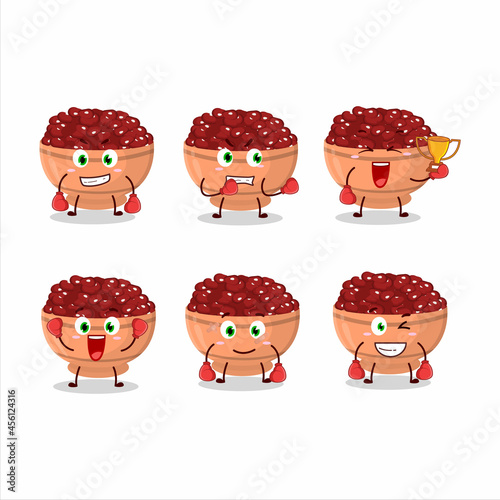 A sporty kidney beans boxing athlete cartoon mascot design
