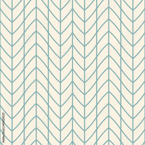 Coastal herringbone seamless vector pattern. Organic, neutral, chic geometric design with aqua blue lines on beige background. Minimal, modern, abstract, stylish, repeat wallpaper texture, decor print