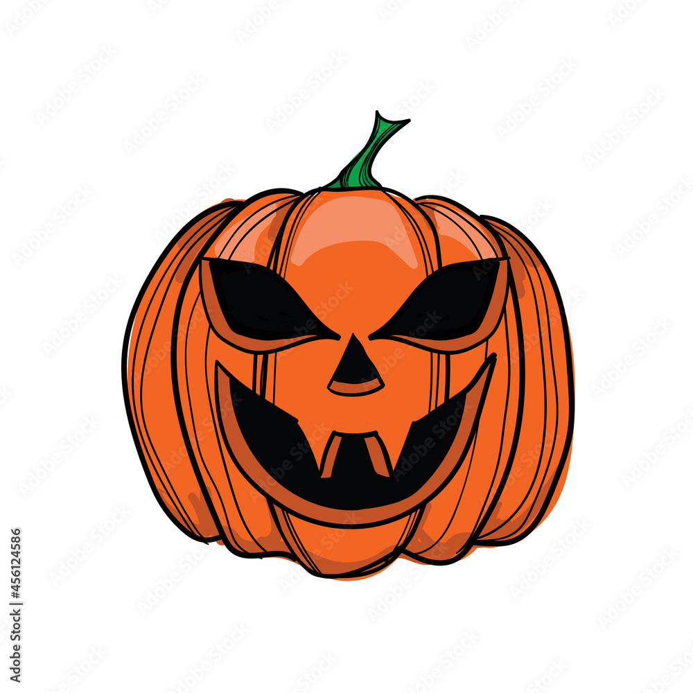 hand drawn Jack-o-lantern on white background hand drawn Jack-o-lantern on white background