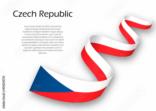 Waving ribbon or banner with flag of Czech Republic