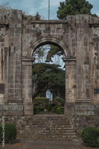 Part of the facade of the Ruins of Cartago or the Parochial Temple of Santiago Apostol Located in the city of Cartago in Costa Rica © Saintdags
