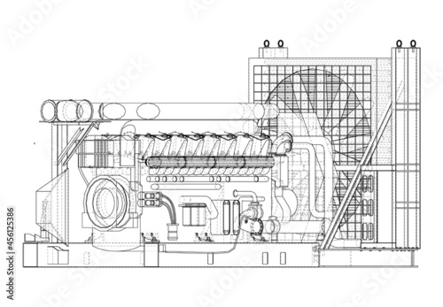 Large industrial diesel generator. Vector