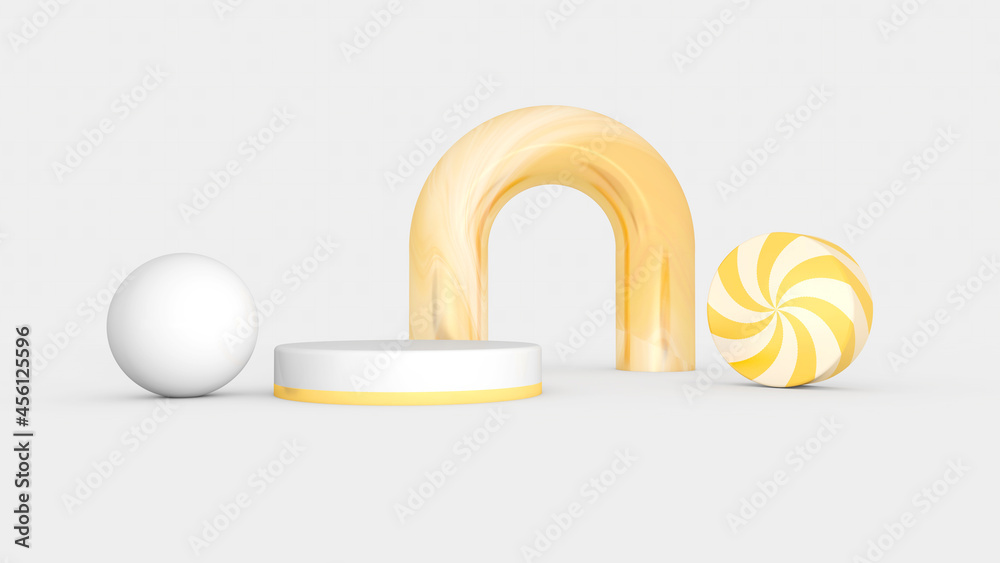 Obraz premium Background rendering with podium and wall scene abstract background. 3D illustration, 3D rendering