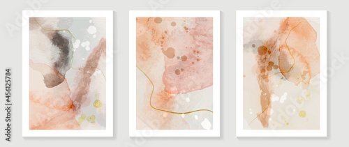 Watercolor abstract art background vector. Mid century modern art design for poster, wall arts, wallpaper and home deco. Vector illustration.