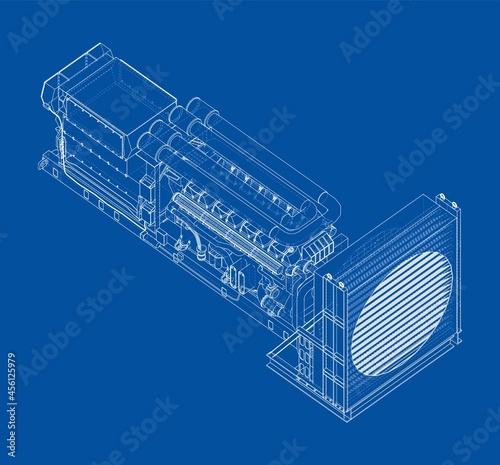 Large industrial diesel generator. Vector