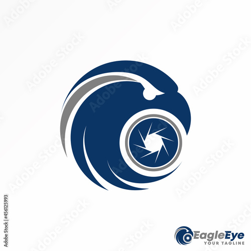 Unique Eagle head and Camera lens in circle image graphic icon logo design abstract concept vector stock. Can be used as a symbol related to focus or animal