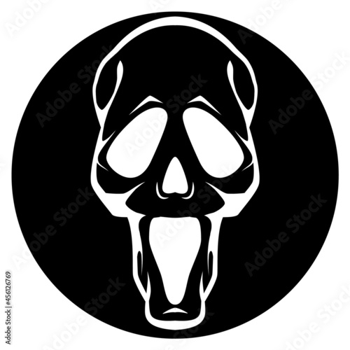 Black and white human skull icon. Symbol or emblem for logo or tattoo.