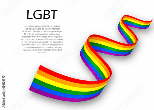 Waving ribbon or banner with LGBT pride flag