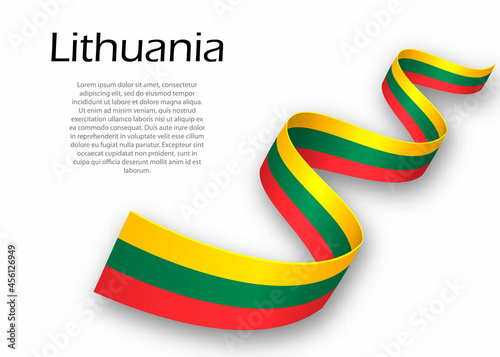 Waving ribbon or banner with flag of Lithuania