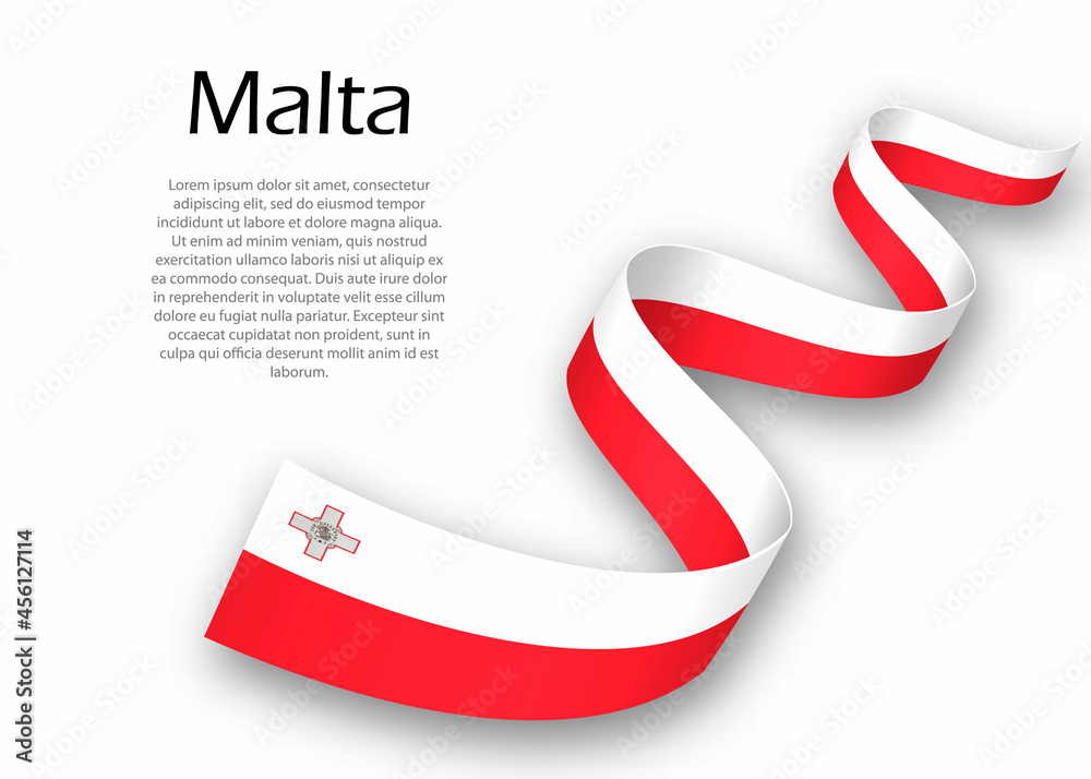 Obraz premium Waving ribbon or banner with flag of Malta