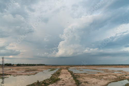 Rain Storm And Clouds Over Lake, Buriram, Thailand