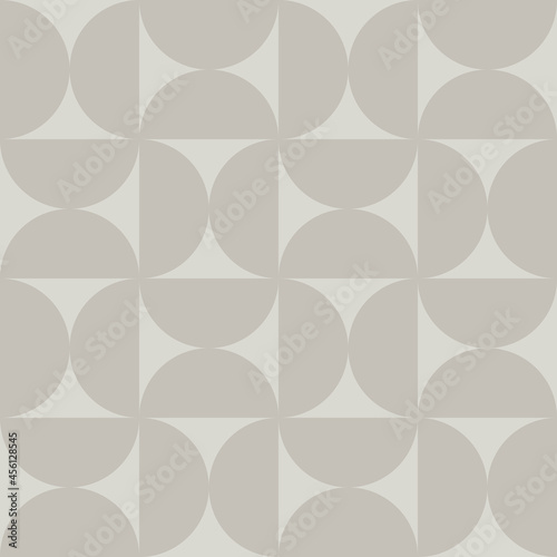 Bold abstract greige seamless vector pattern. Modern monochrome, minimalist geometric, semi-circle print in shades of beige and grey. Simple decorative repeating background wallpaper texture design.