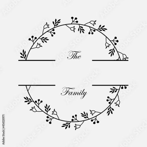 family monogram emblem badge with blank space for family  greeting and wedding