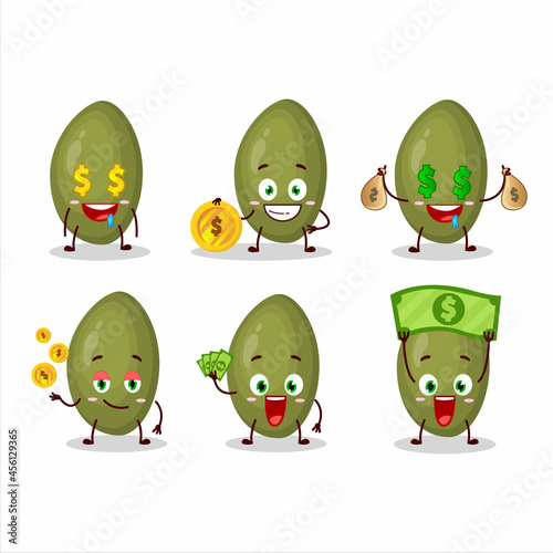 Pistachios seeds cartoon character with cute emoticon bring money