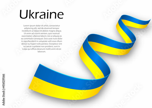 Waving ribbon or banner with flag of Ukraine