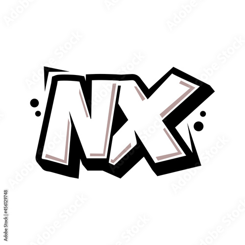 Simple Initial Logo Lettering Cartoon Grafity Black and White NX photo