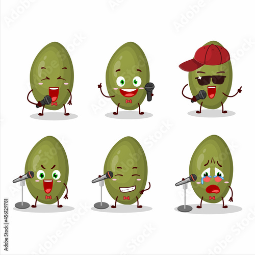 A Cute Cartoon design concept of pistachios seeds singing a famous song