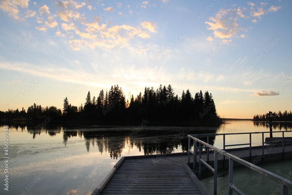 Naklejka premium Evening Shadows On The Lake, Elk Island National Park, Alberta
