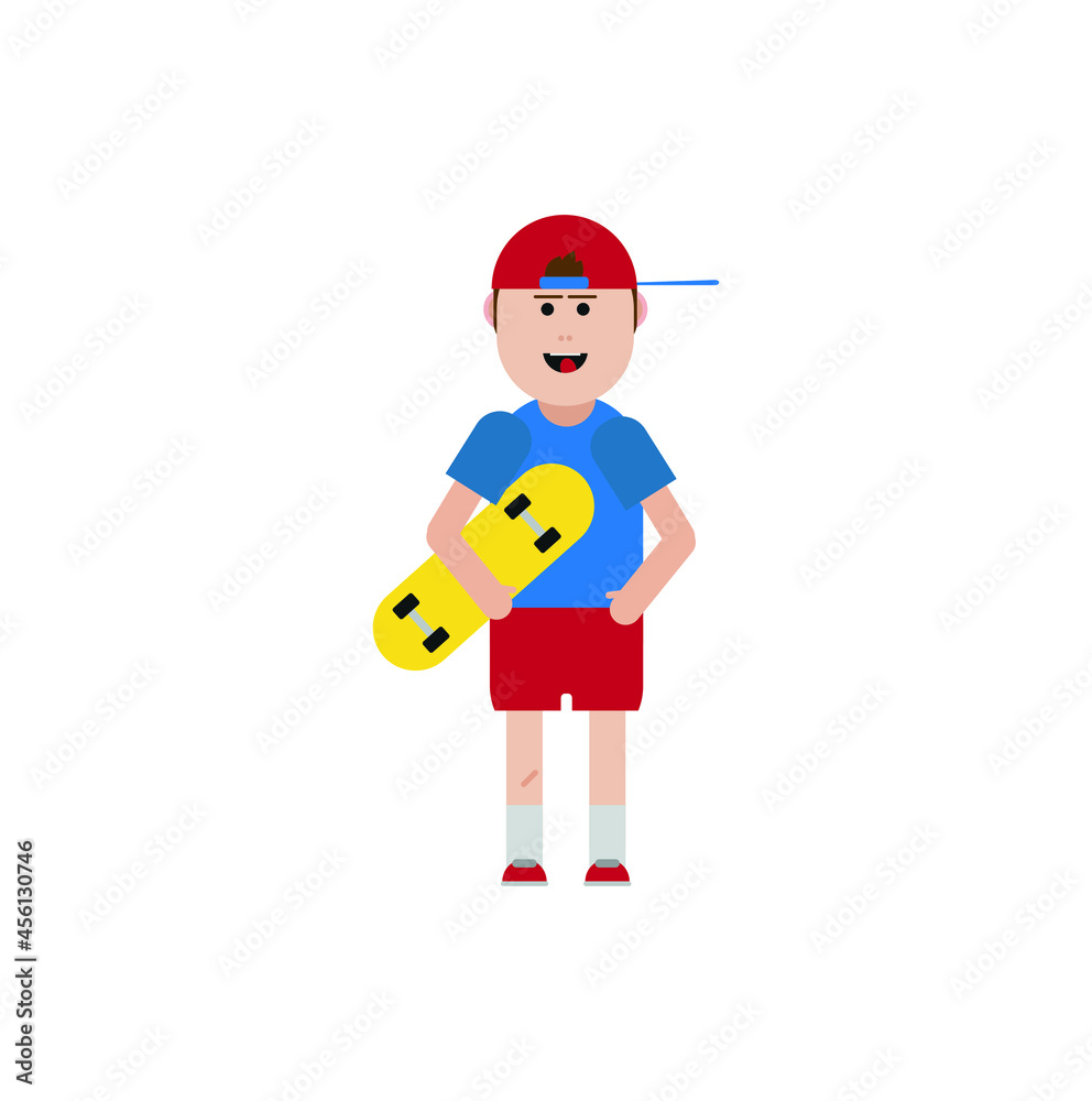 skateboard boy avatar on white background
