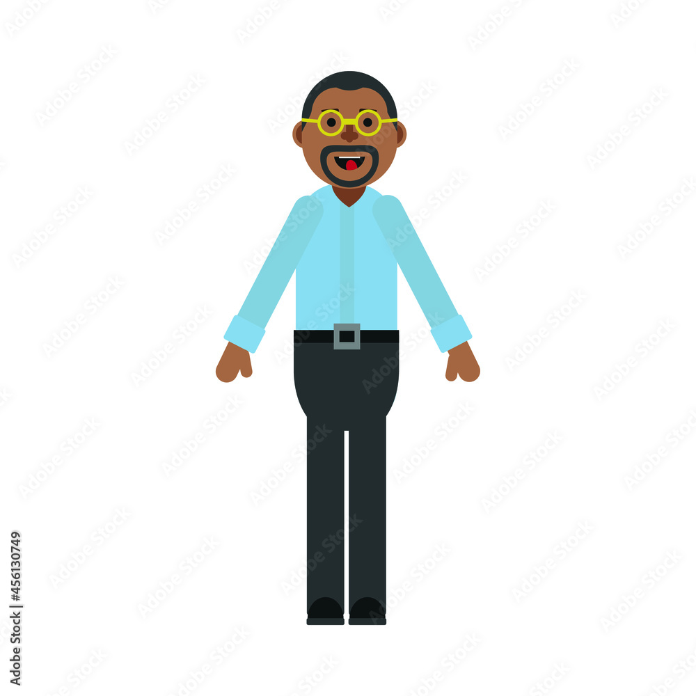 black office worker avatar on white background