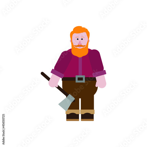 lumberjack man avatar with ax on white background