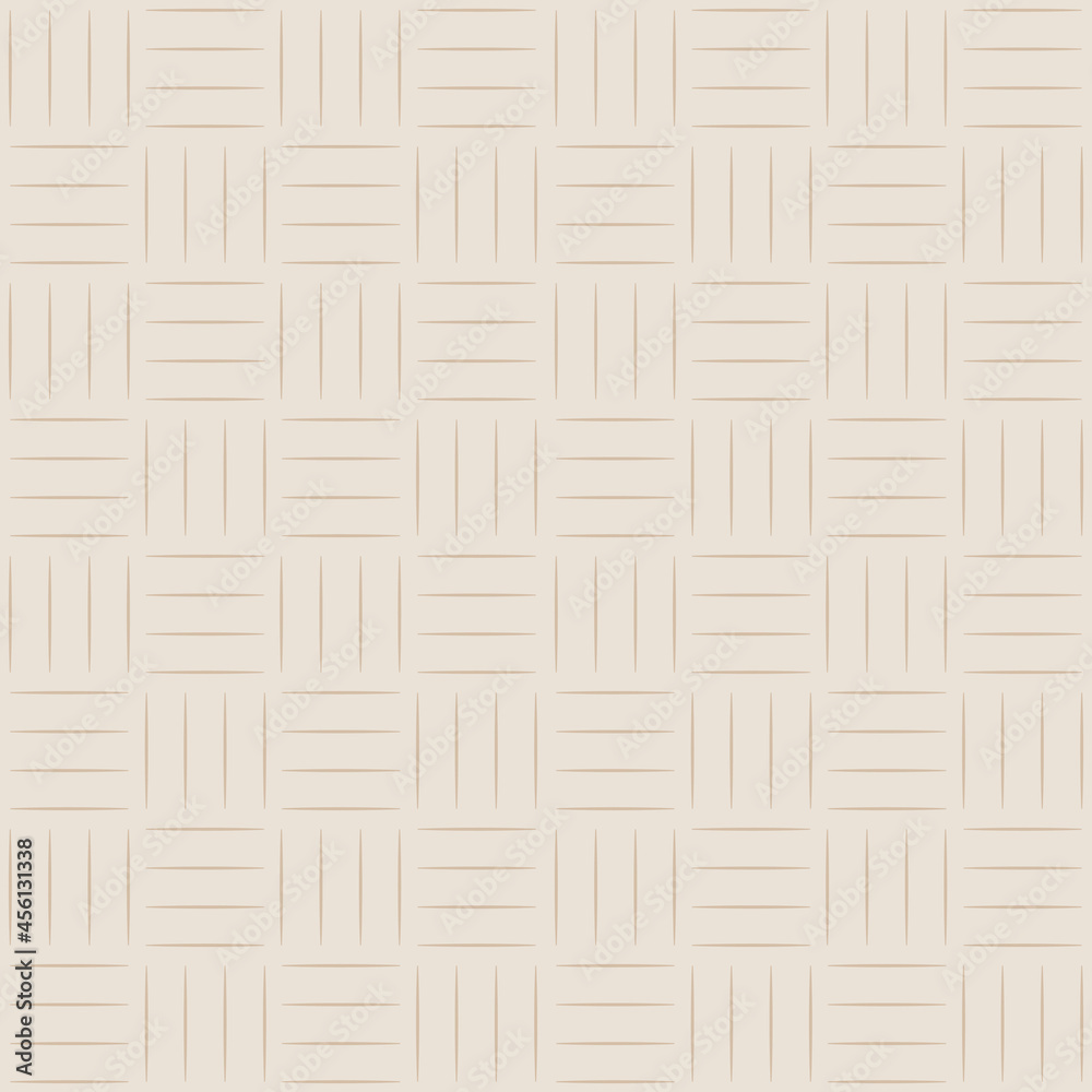 Neutral subtle geometric seamless vector pattern. Hatched lines in square grid design on light, cream, beige background. Modern, chic, minimal, abstract, woven style texture. Repeat wallpaper print. Neutral subtle geometric seamless vector pattern. Hatched lines in square grid design on light, cream, beige background. Modern, chic, minimal, abstract, woven style texture. Repeat wallpaper print.