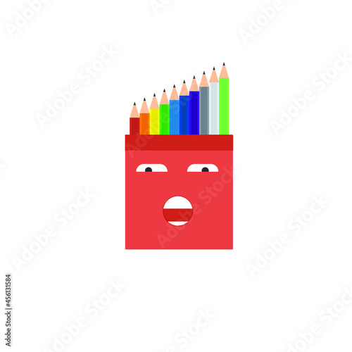 Colorful Pencils in a red box with face movement