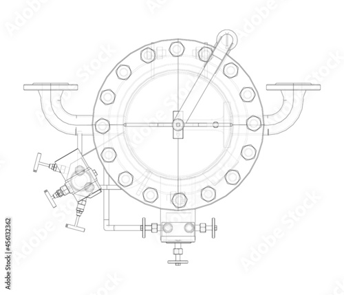 Industrial air filter with taps and pressure gauge
