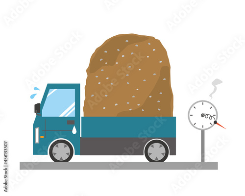 積み荷を過積載しているトラック