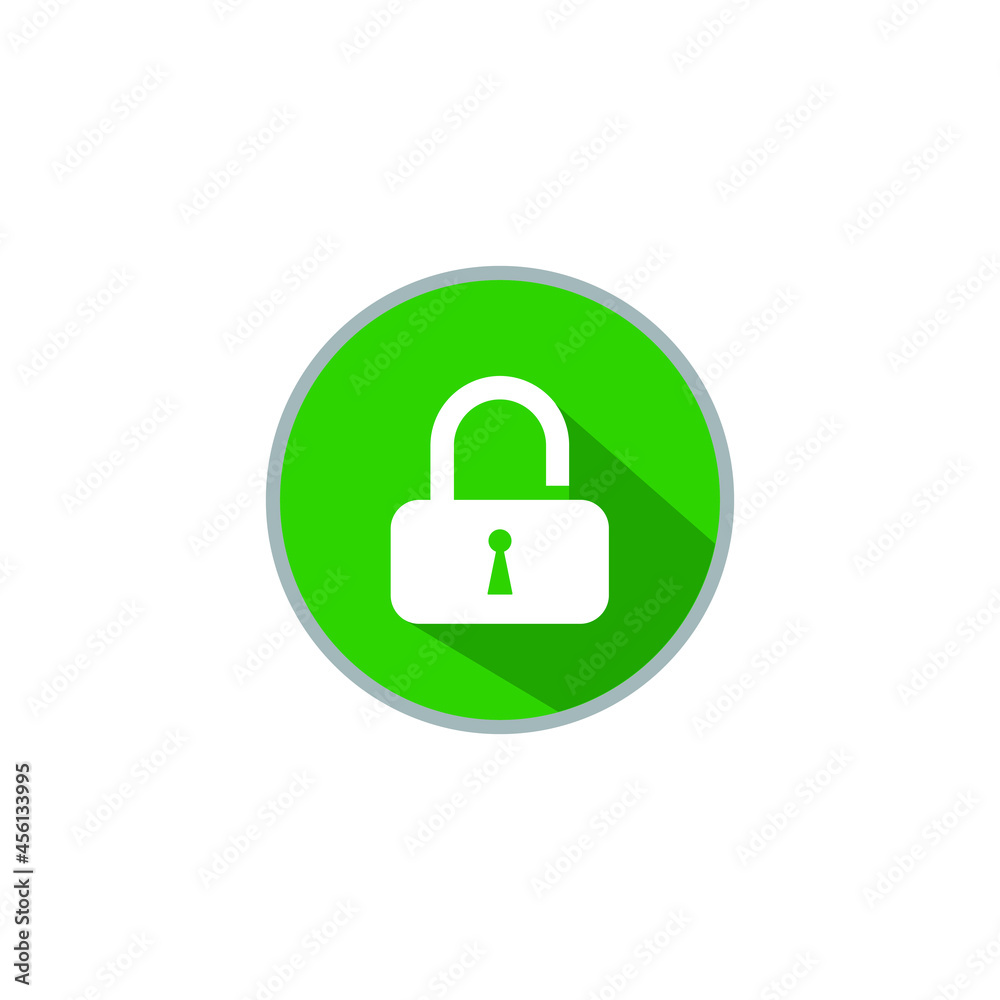 Green Shield security with lock icon open on white background. Vector Illustration Green Shield security with lock icon open on white background. Vector Illustration