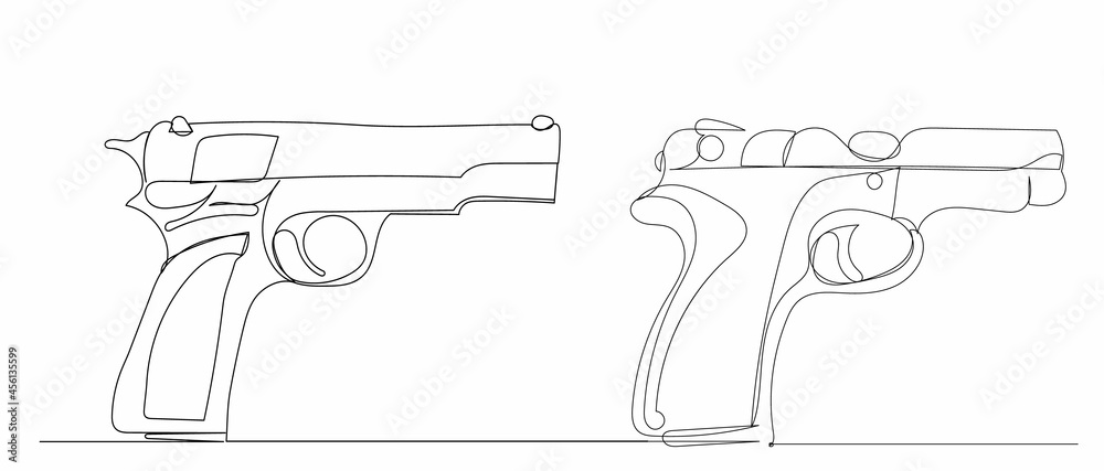pistol drawing by one continuous line
