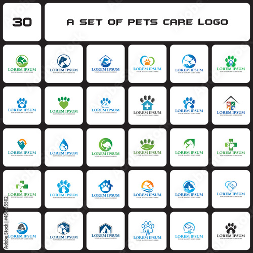 a set of pets care logo , a set of veterinary logo