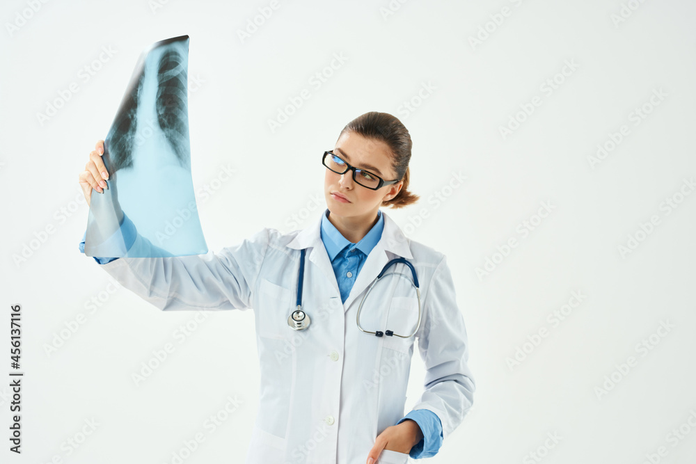 female doctor with x-ray health care hospital work female doctor with x-ray health care hospital work