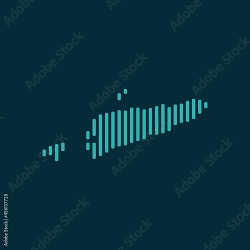 Vector abstract map of Timor Leste with blue straight rounded lines isolated on a indigo background.