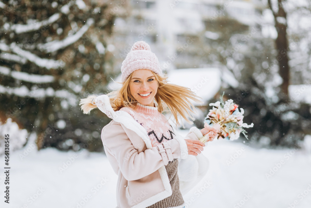 Emotional portrait of a young woman in winter. Vacation. Christmas Emotional portrait of a young woman in winter. Vacation. Christmas