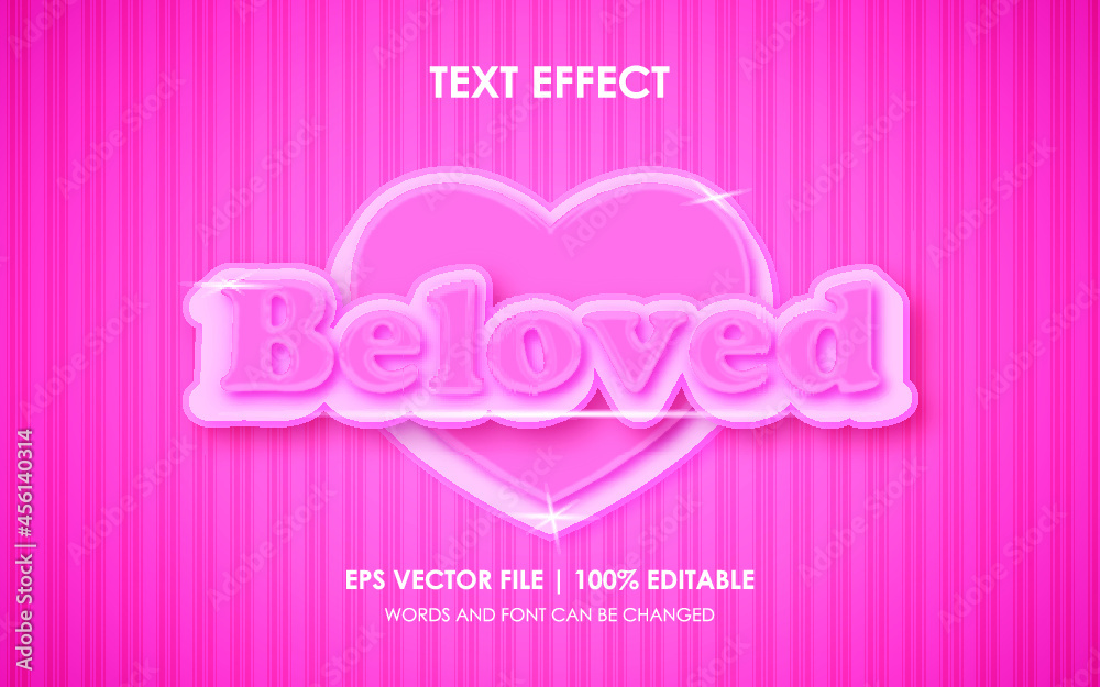 Beloved text effect editable, happy valentines day