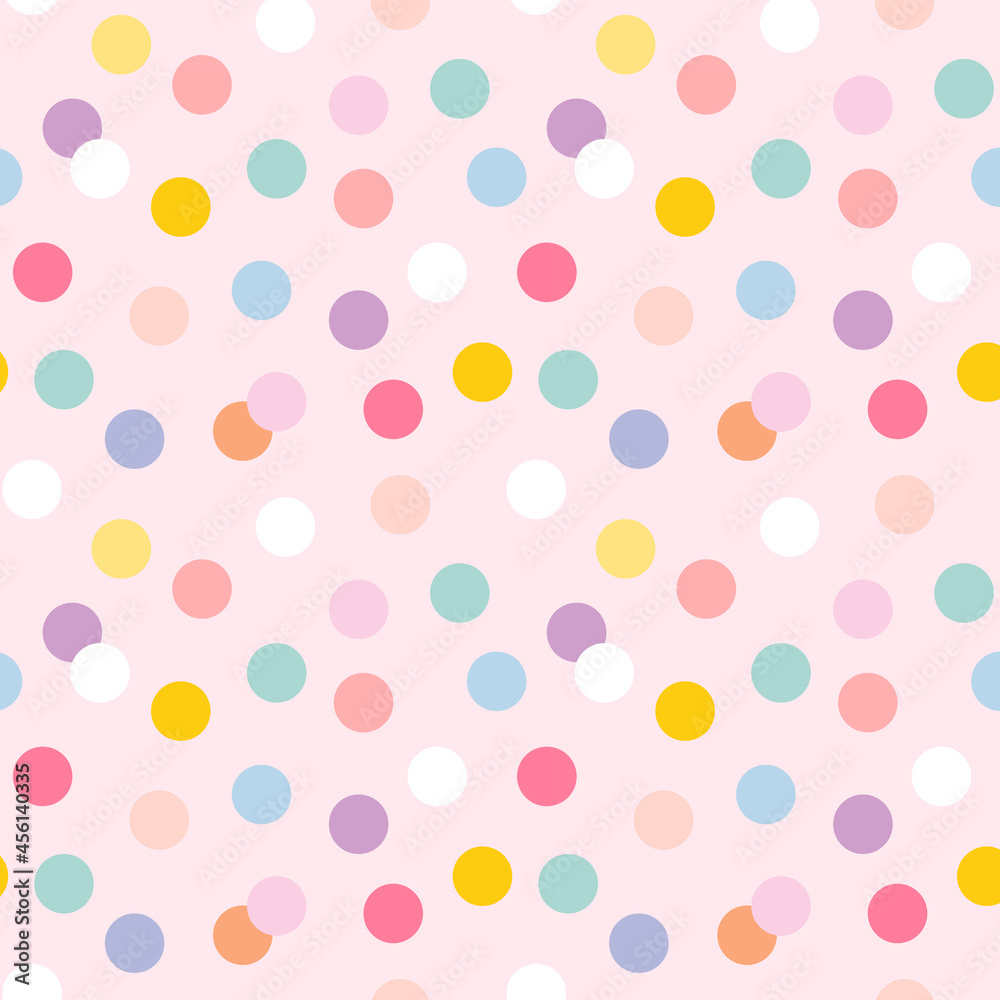 Background seamless pattern vector with cute pastel polka dots