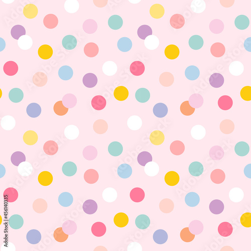 Background seamless pattern vector with cute pastel polka dots
