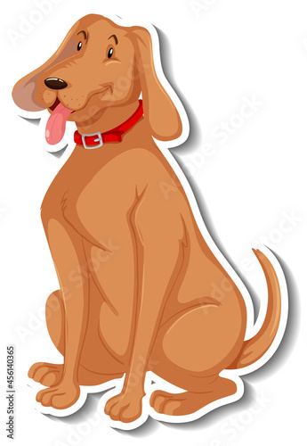 A sticker template of dog cartoon character