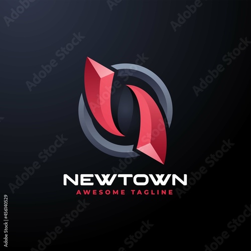 Vector Logo Illustration Newton Gradient Colorful Style.