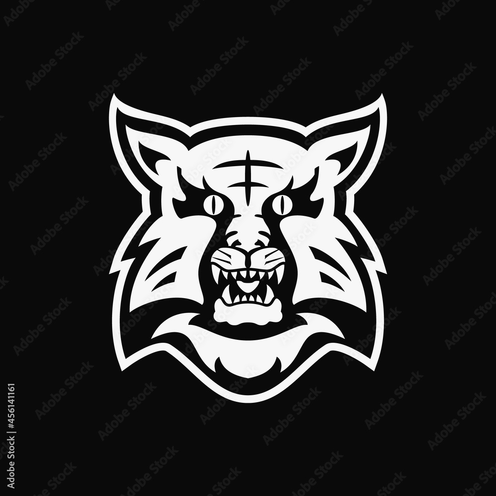 scary tiger head logo concept. creative, animal, flat, monogram and modern style. suitable for logo, icon, symbol and sign. such as e sports, sports, strong logo and t shirt design
