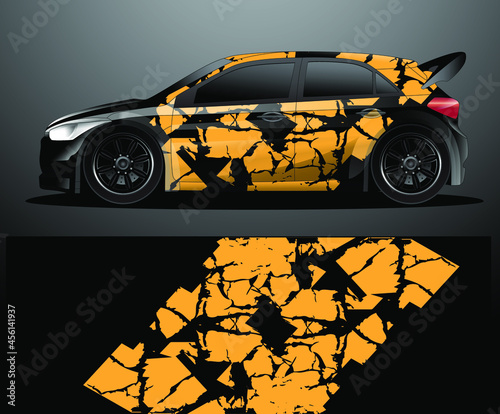  Rally car decal graphic wrap vector, abstract background