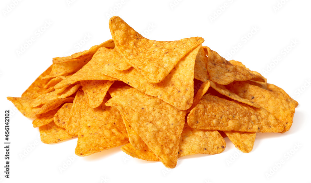 Corn chips isolated on white background