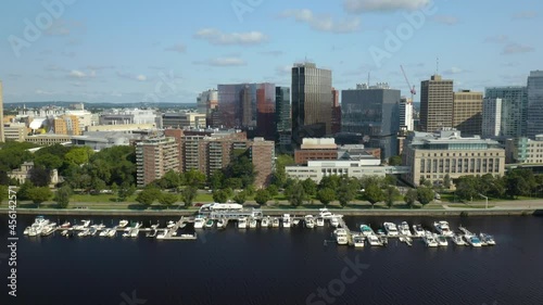 Downtown Cambridge, Massachusetts on Picturesque Summer Day Outside Boston photo
